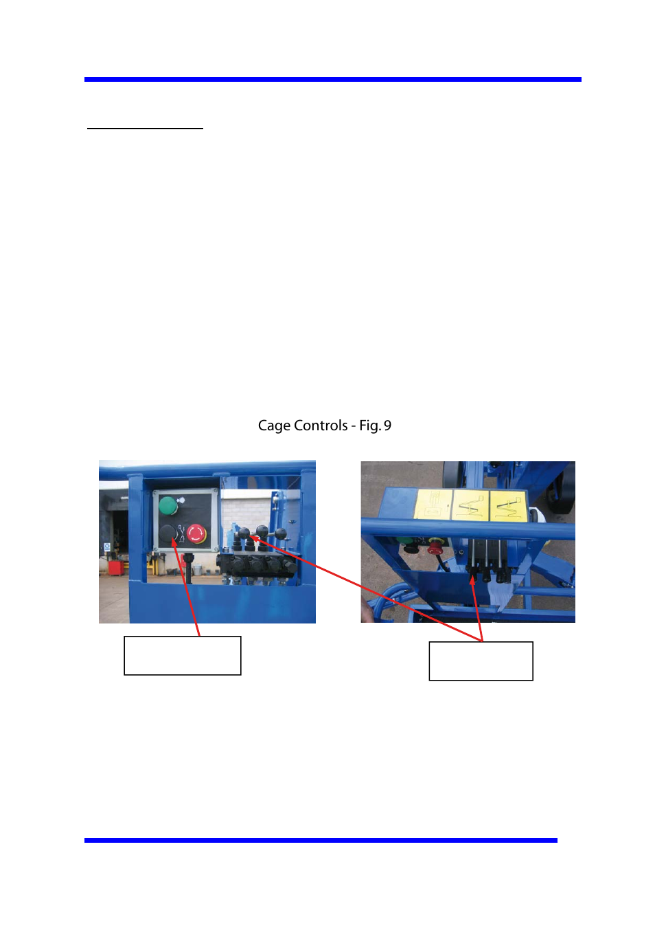 16 lowering structure, Cage controls - fig. 9 | Snorkel TL34-sn100+ User Manual | Page 22 / 34