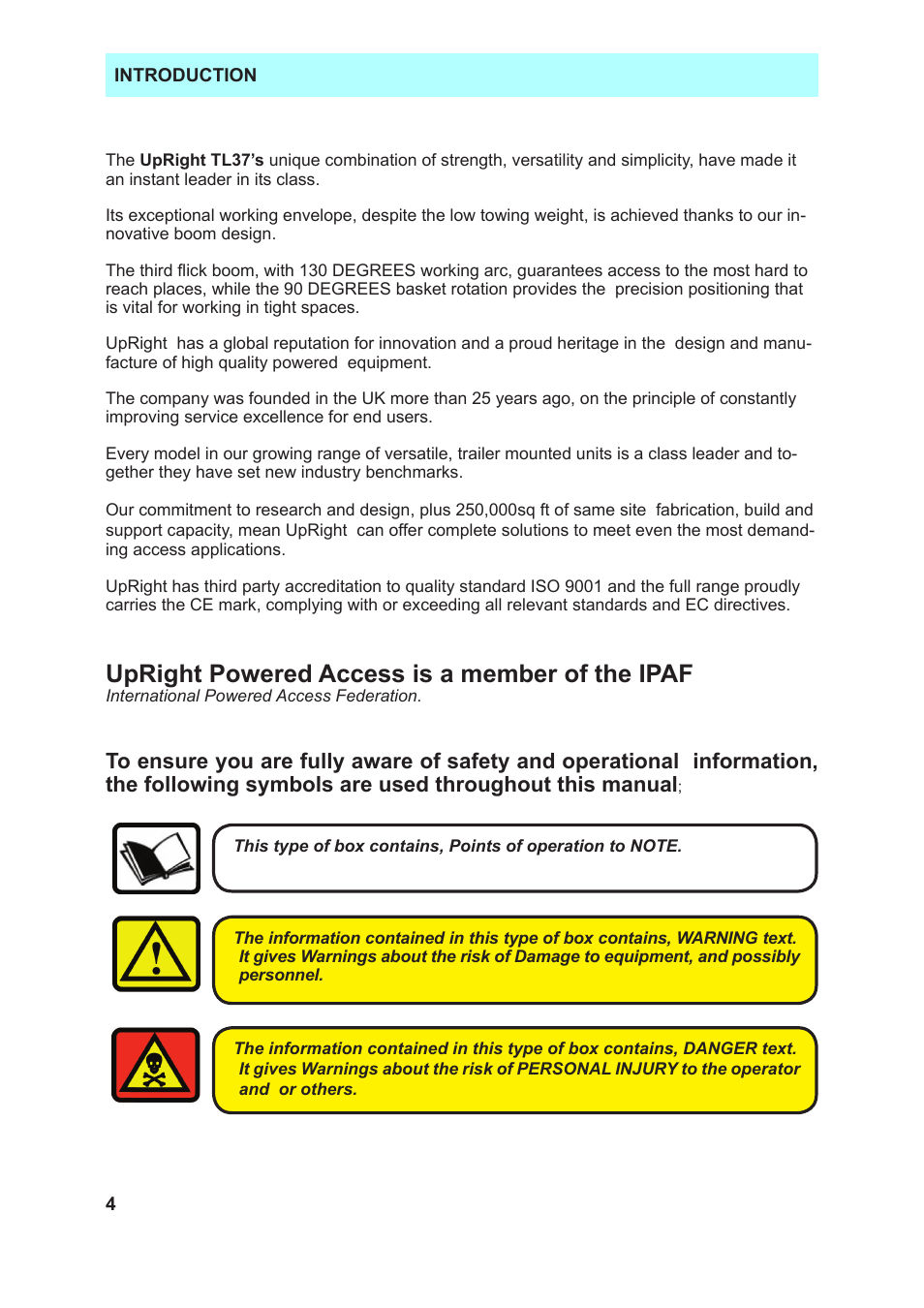 Upright powered access is a member of the ipaf | Snorkel TL37-sn7000+V-1 User Manual | Page 8 / 38