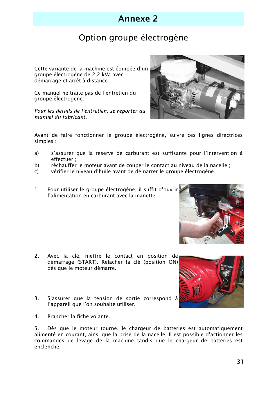 Option groupe électrogène annexe 2 | Snorkel TL37-sn7000+V-2 User Manual | Page 103 / 174