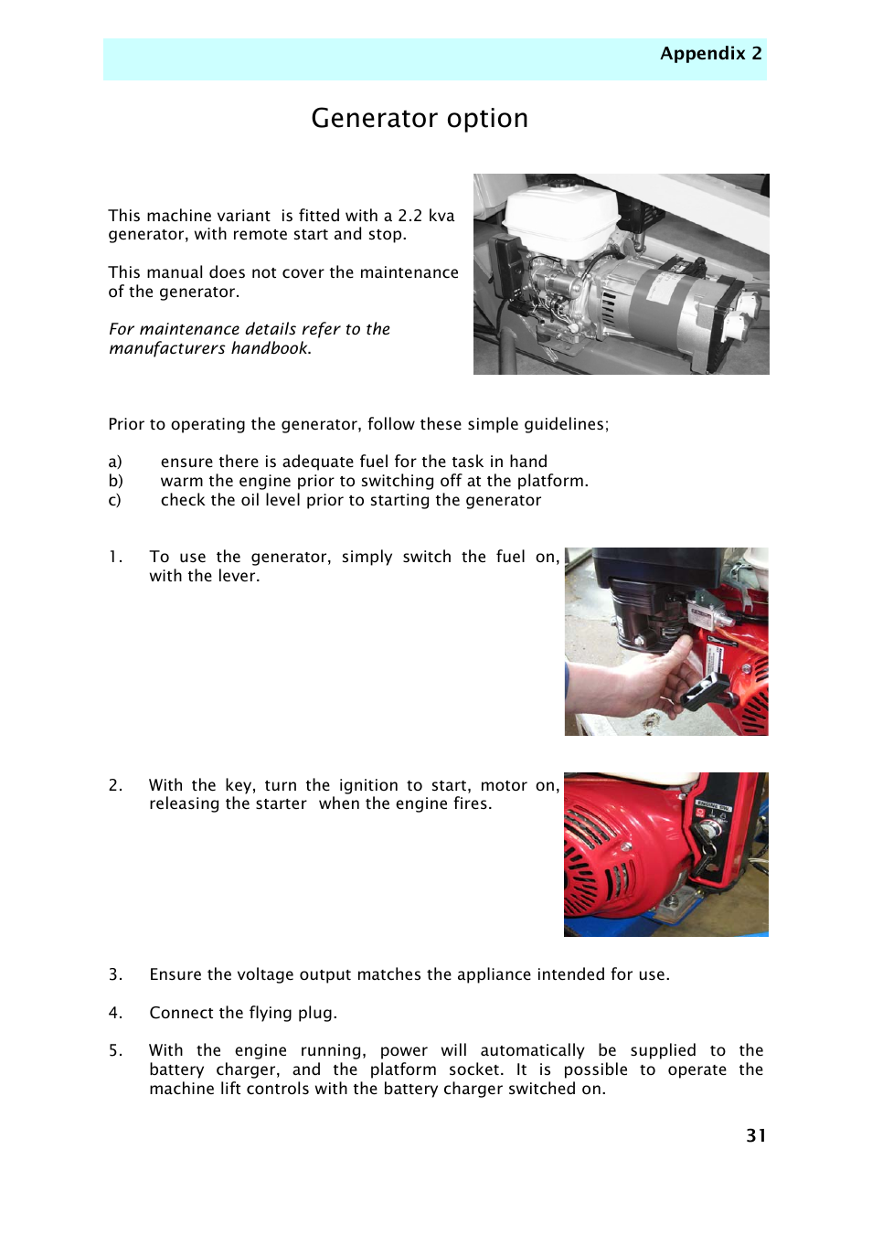 Generator option | Snorkel TL37-sn7000+V-2 User Manual | Page 35 / 174