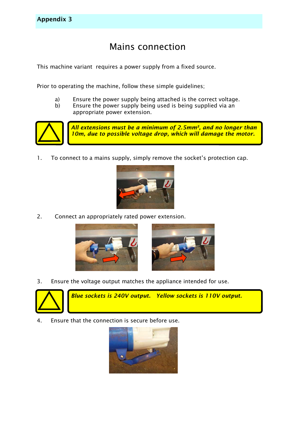 Mains connection | Snorkel TL37-sn7000+V-2 User Manual | Page 36 / 174