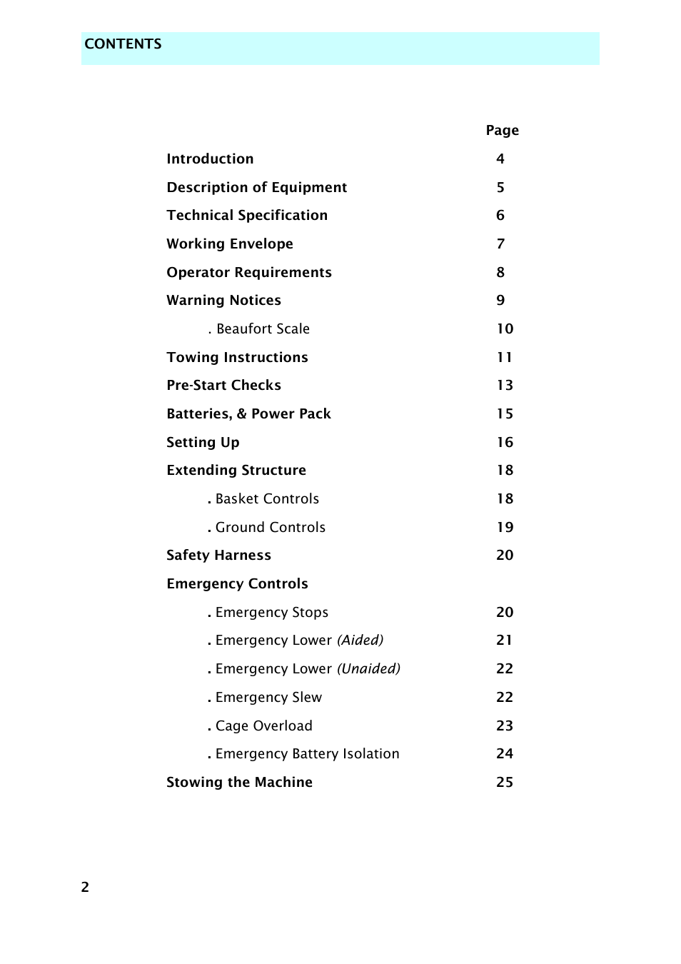 Pre-start checks | Snorkel TL37-sn7000+V-2 User Manual | Page 6 / 174