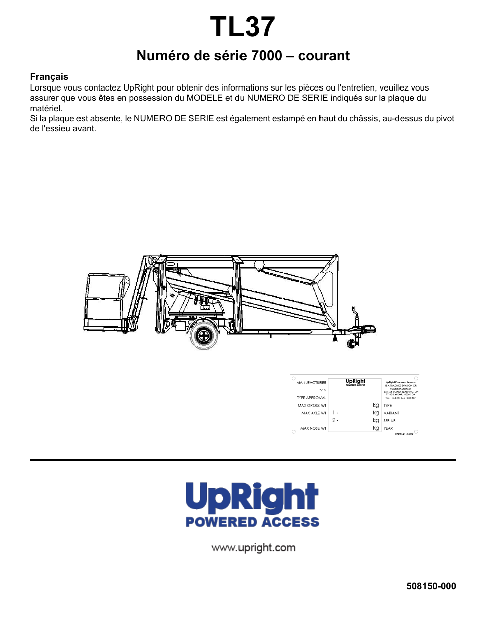 Tl37, Numéro de série 7000 - courant, Français | Snorkel TL37-sn7000+V-2 User Manual | Page 71 / 174