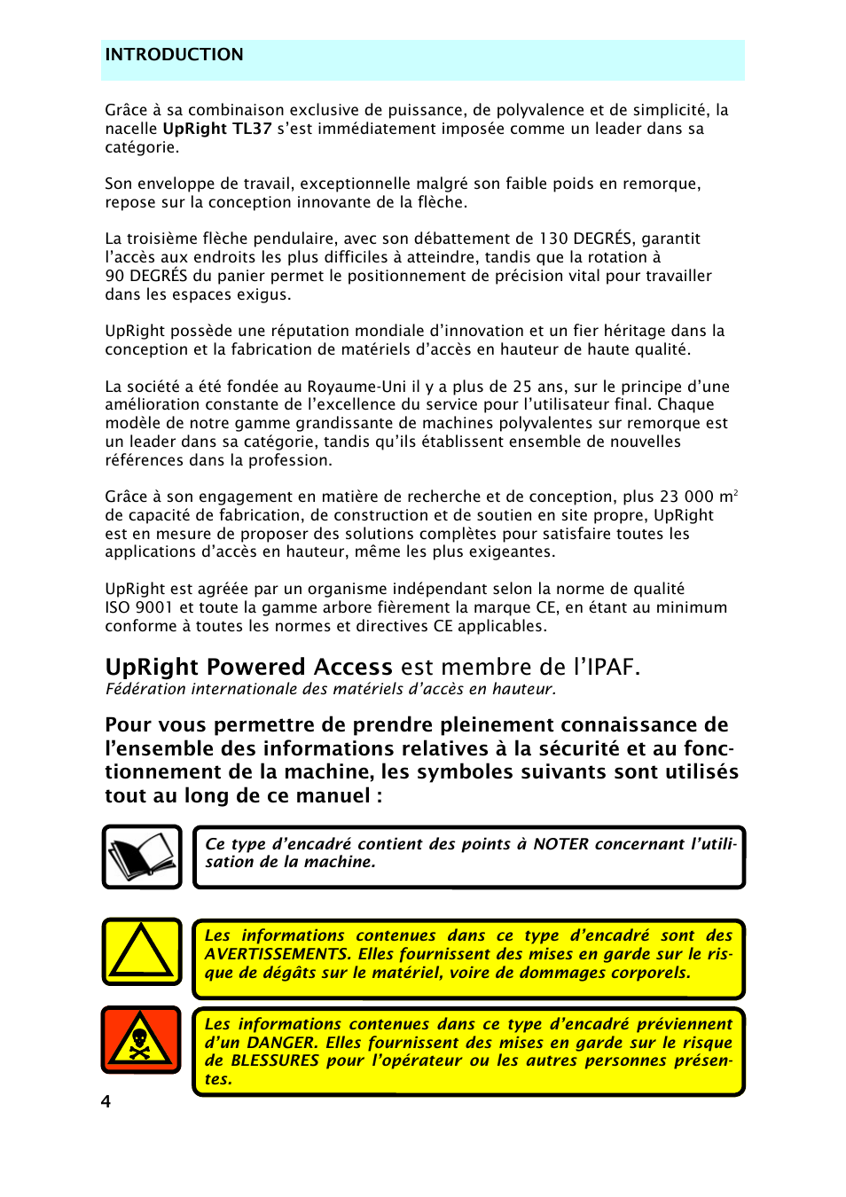 Upright powered access est membre de l’ipaf | Snorkel TL37-sn7000+V-2 User Manual | Page 76 / 174