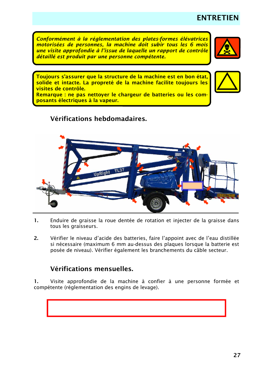 Entretien | Snorkel TL37-sn7000+V-2 User Manual | Page 99 / 174
