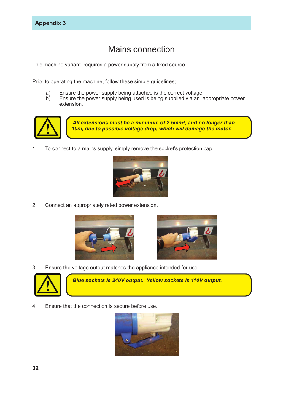 Mains connection | Snorkel TL37J-sn7500 User Manual | Page 36 / 38