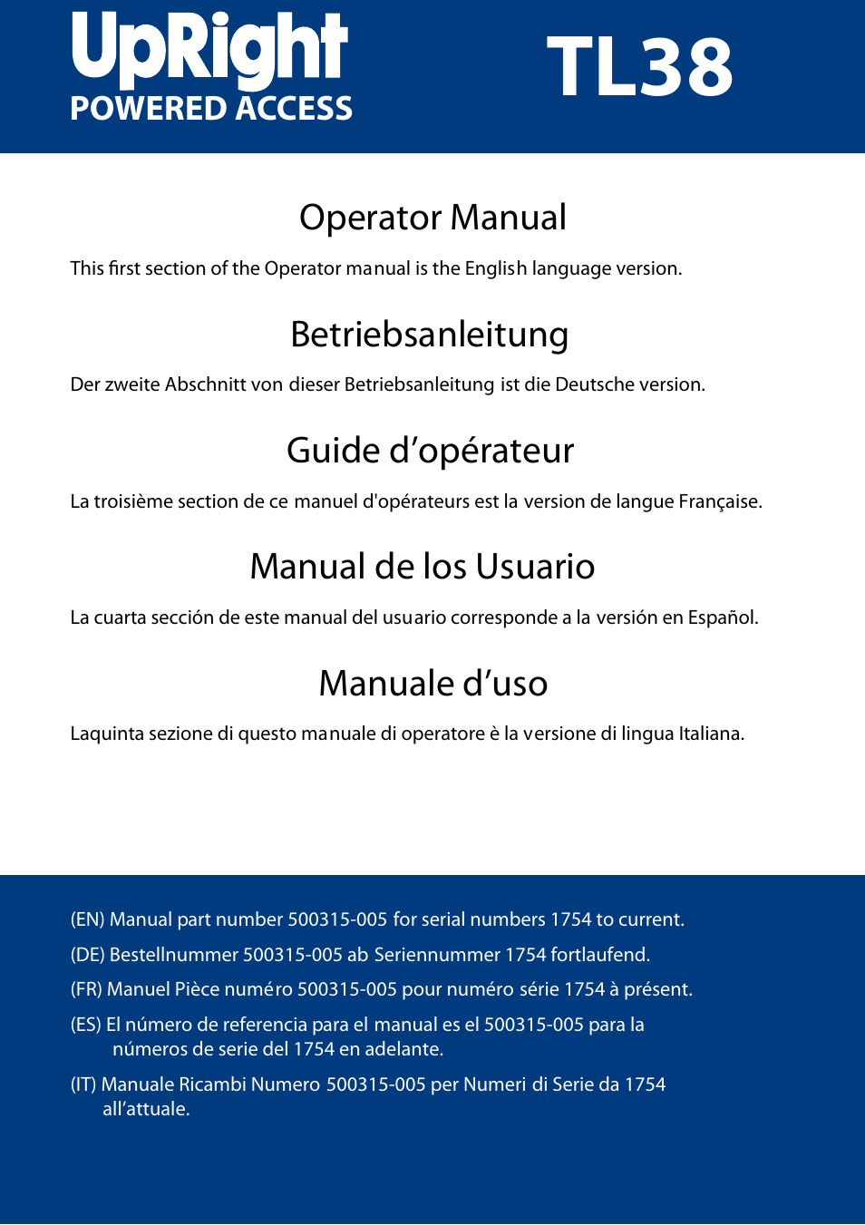 Snorkel TL38-sn1754+CE User Manual | 93 pages