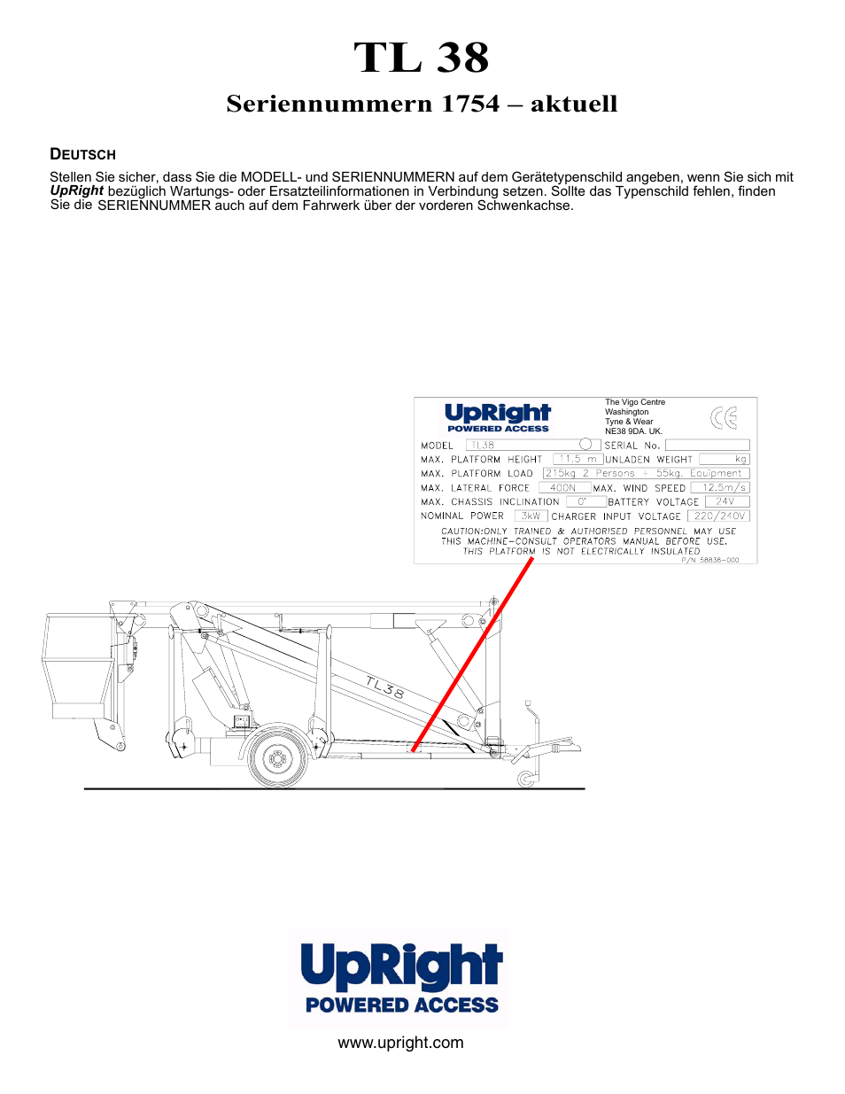 Tl 38, Seriennummern 1754 – aktuell | Snorkel TL38-sn1754+CE User Manual | Page 21 / 93