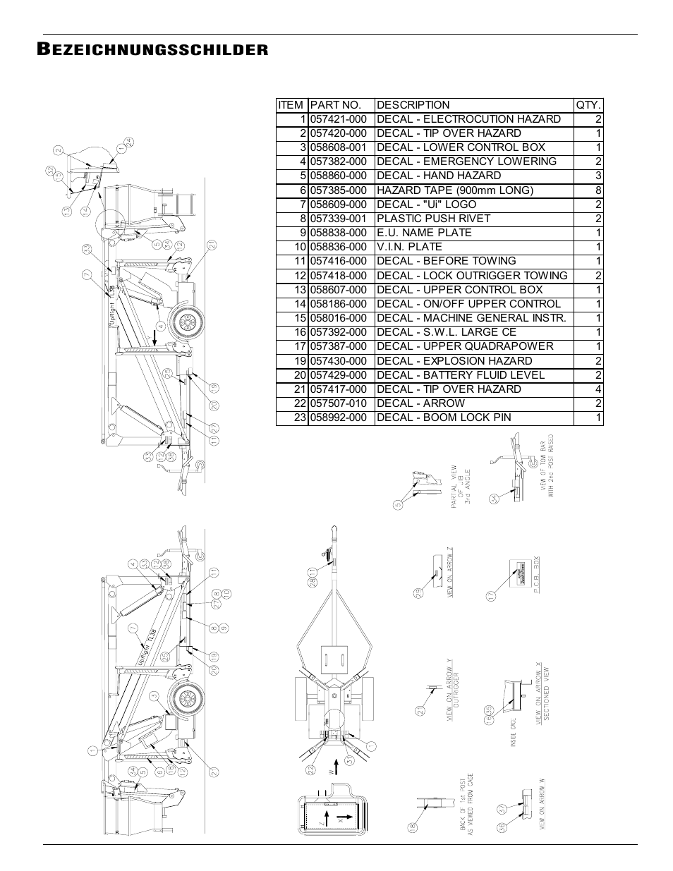Ezeichnungsschilder | Snorkel TL38-sn1754+CE User Manual | Page 35 / 93