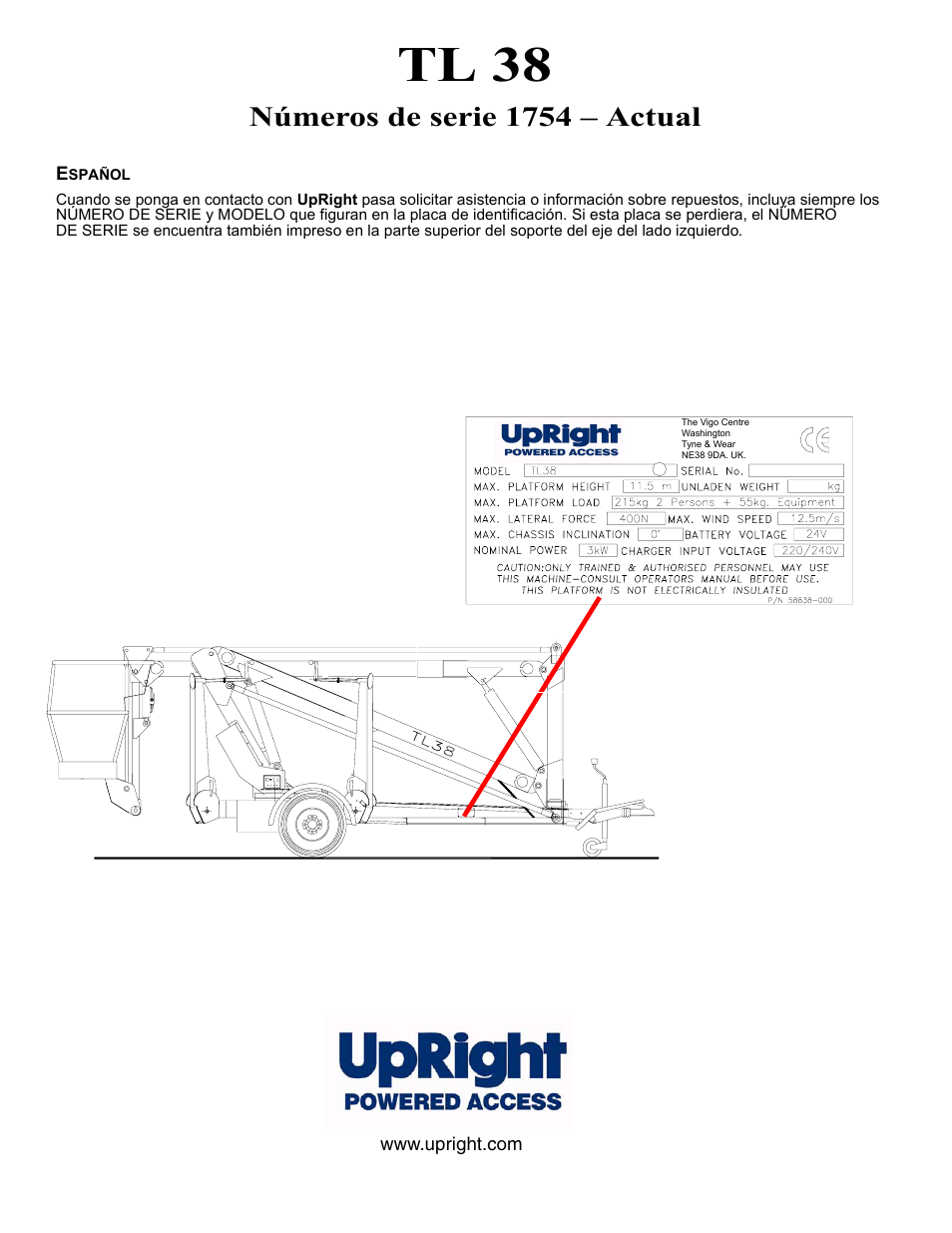 Tl 38, Números de serie 1754 – actual | Snorkel TL38-sn1754+CE User Manual | Page 57 / 93