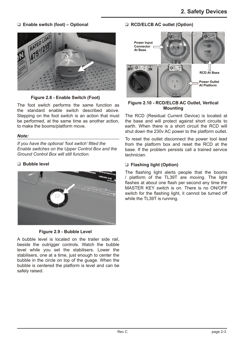Safety devices | Snorkel TL39T User Manual | Page 23 / 84