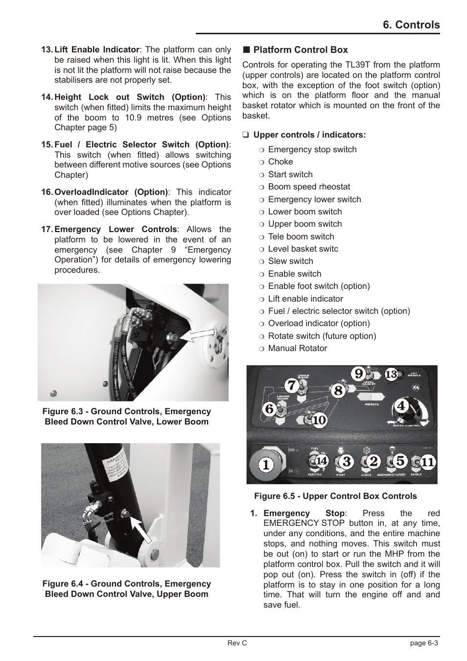 Controls | Snorkel TL39T User Manual | Page 37 / 84