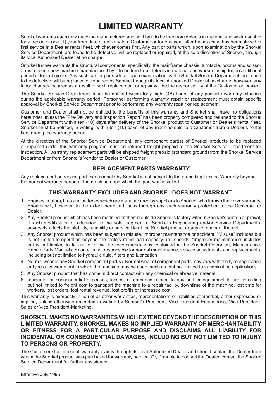 Limited warranty | Snorkel TL39T User Manual | Page 4 / 84