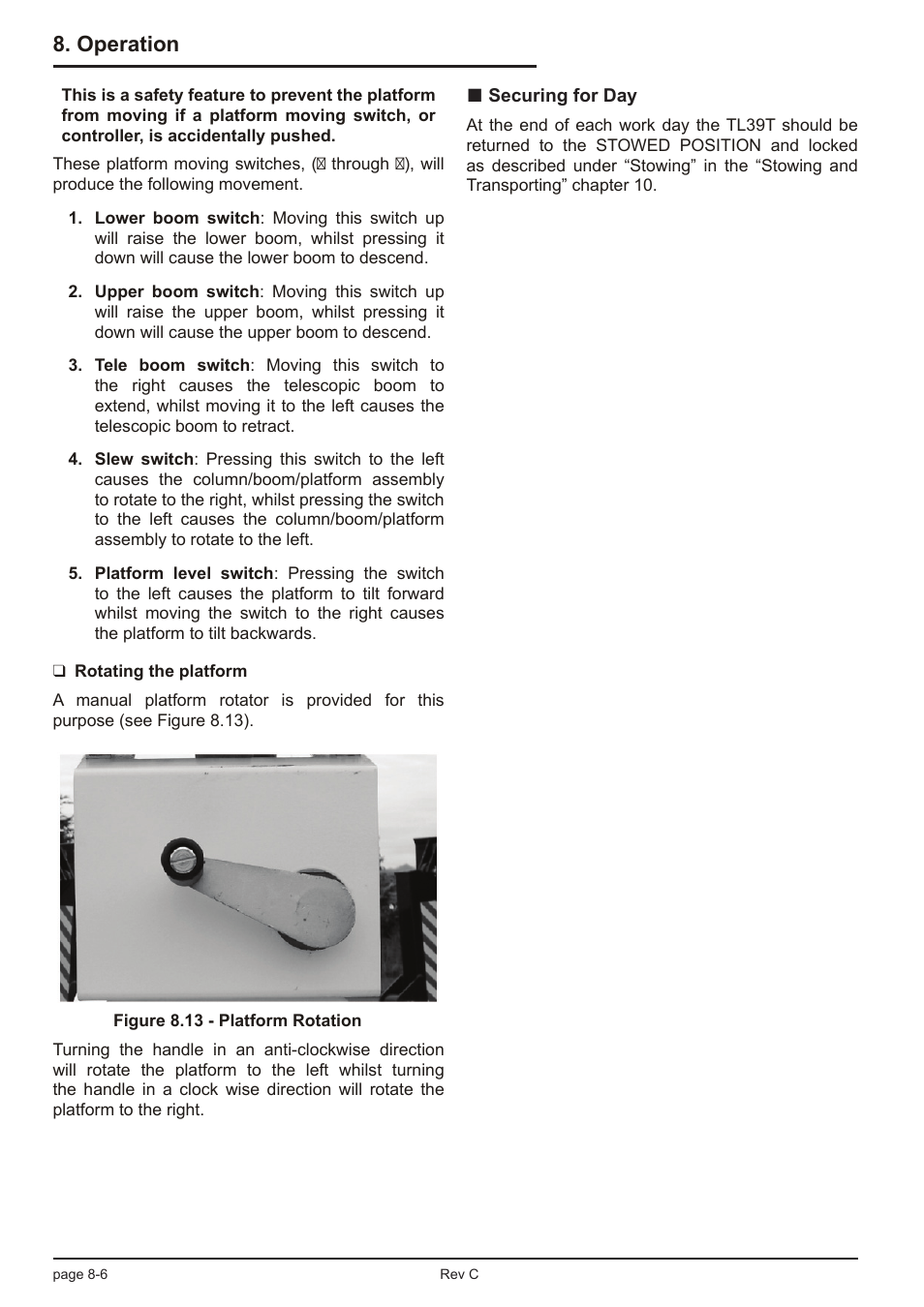 Operation | Snorkel TL39T User Manual | Page 56 / 84