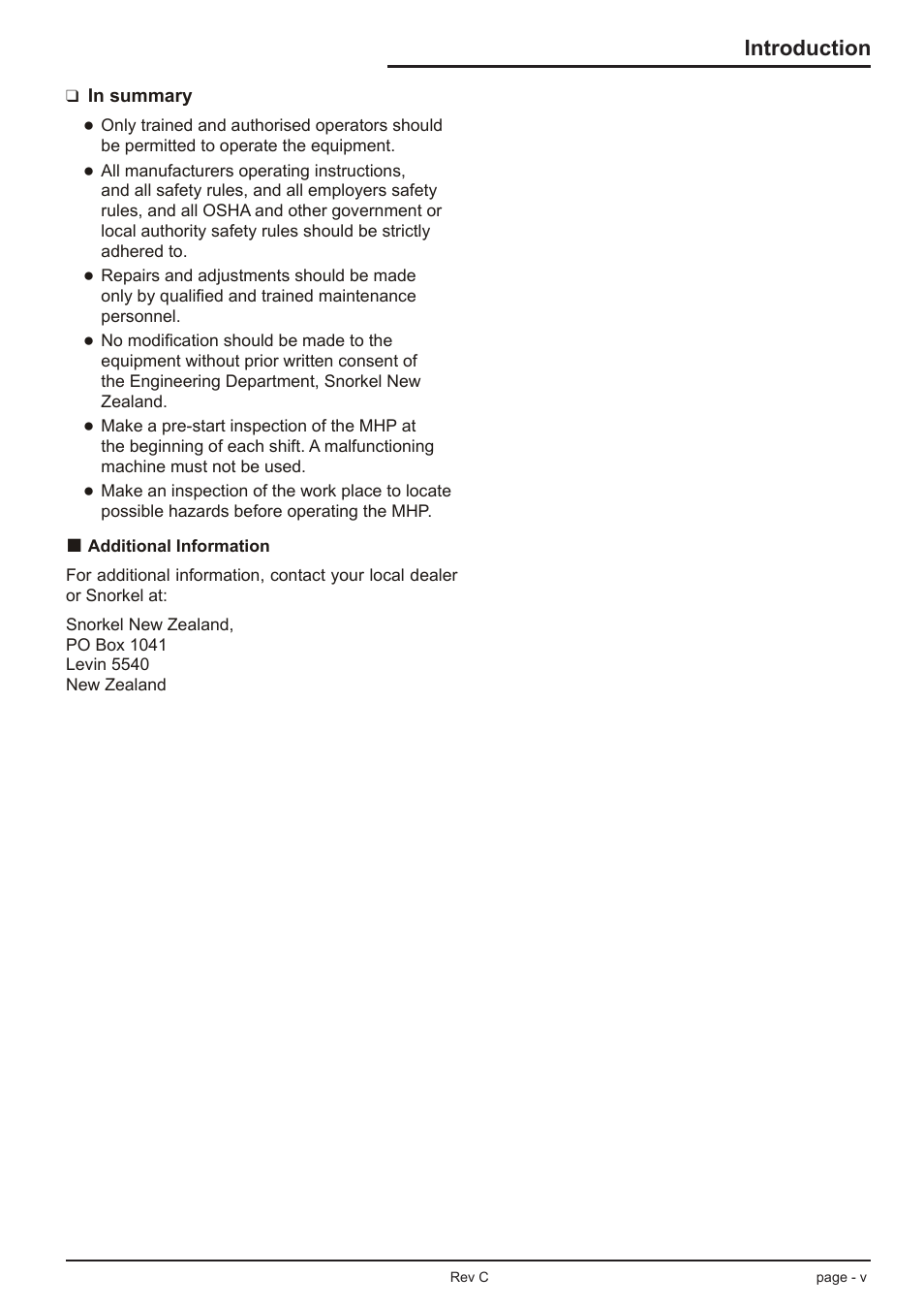 Introduction | Snorkel TL39T User Manual | Page 9 / 84