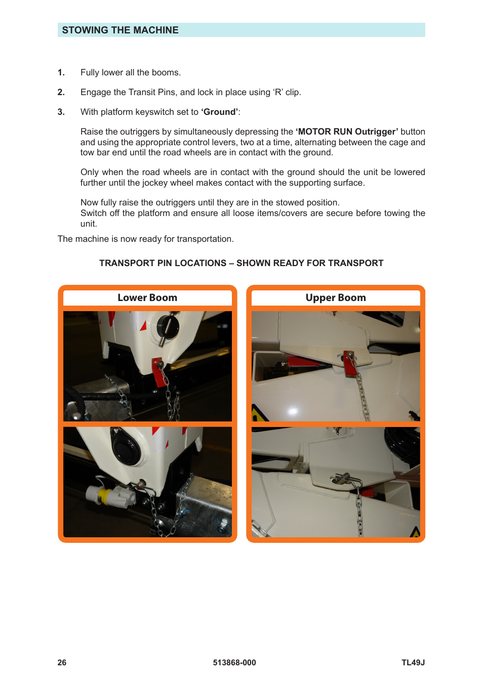 Lower boom upper boom | Snorkel TL49J-01-sn008562+ User Manual | Page 30 / 40