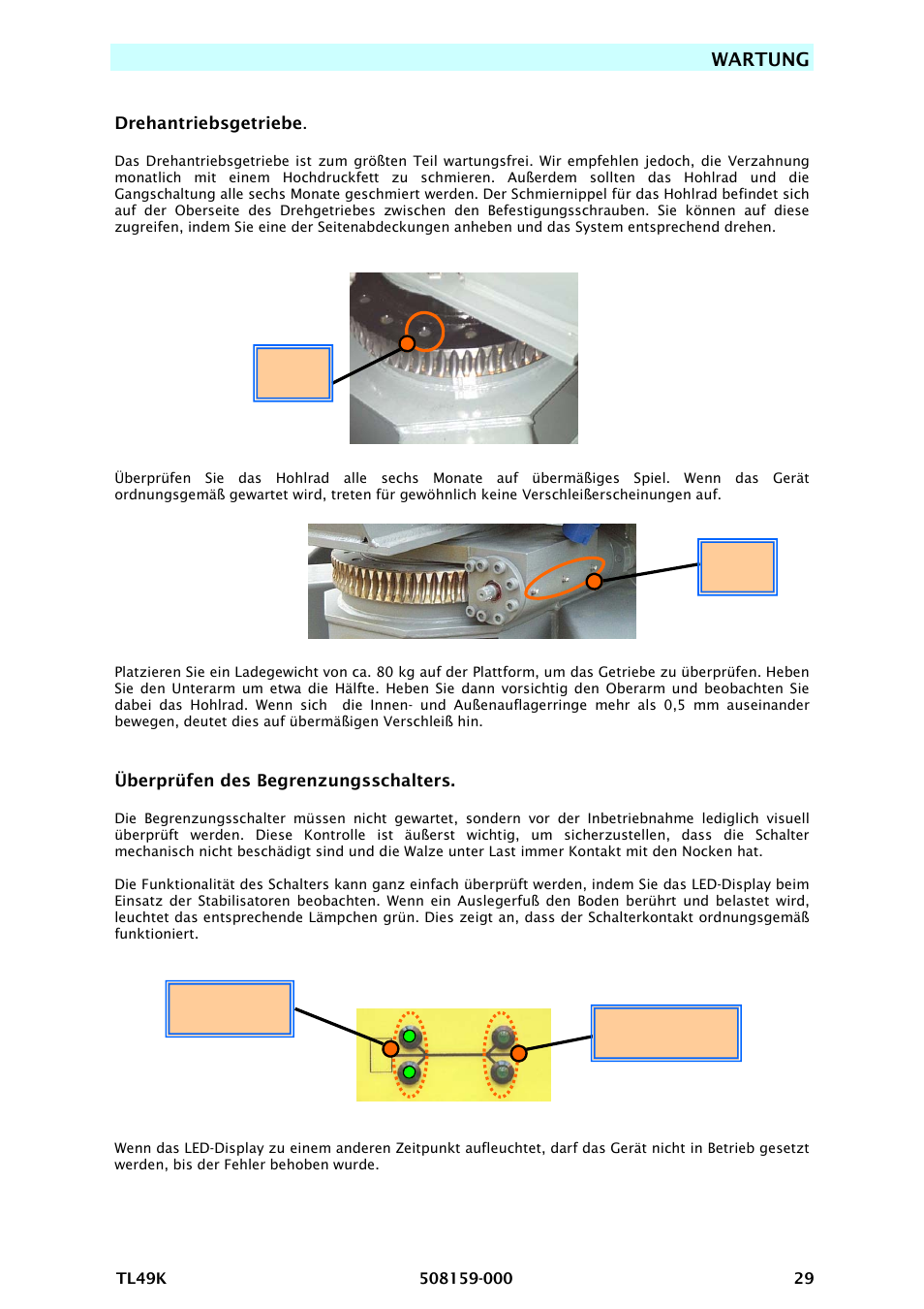 Wartung | Snorkel TL49K-sn8000 User Manual | Page 69 / 184