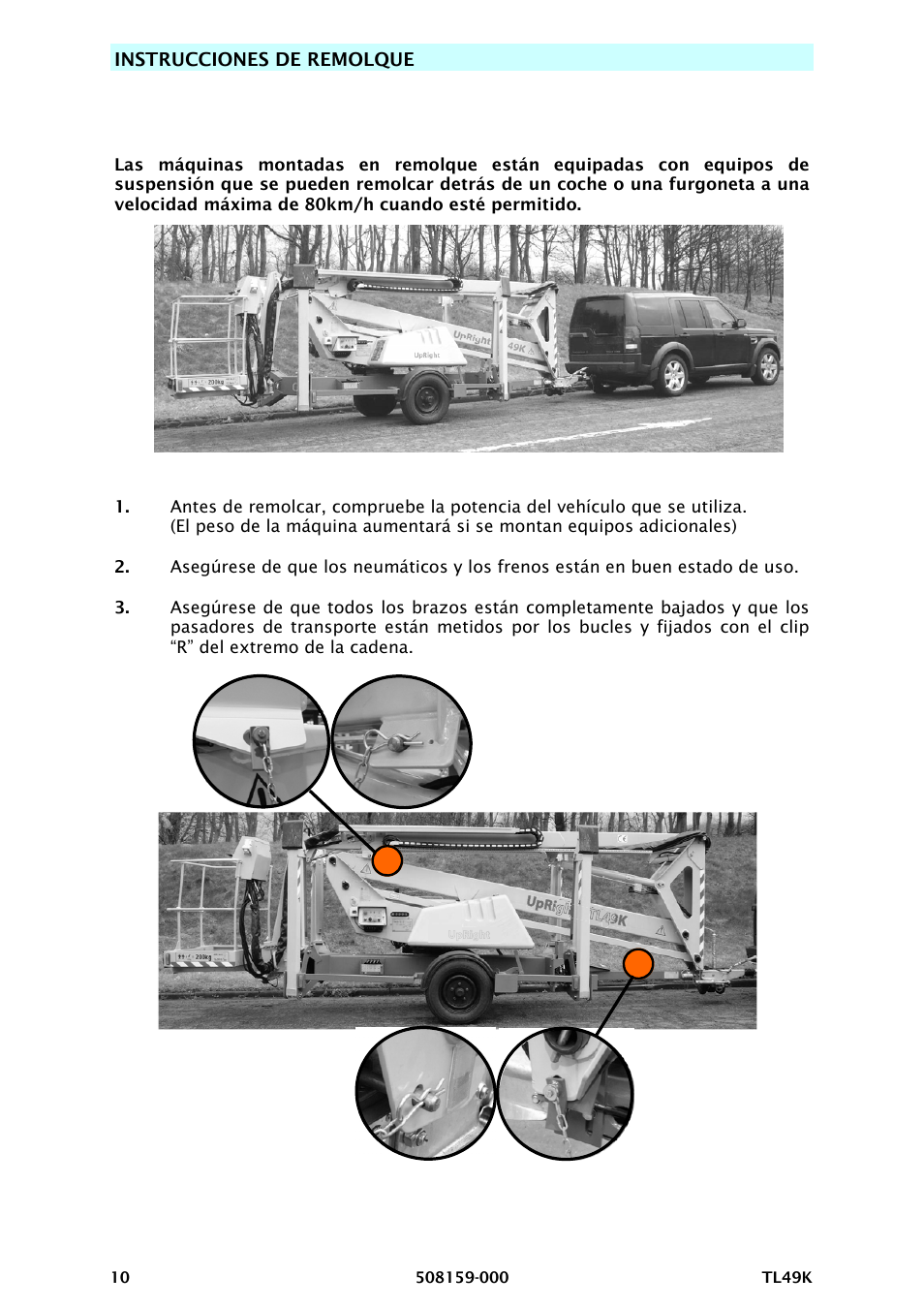 Instrucciones de remolque | Snorkel TL49K-sn8500+ User Manual | Page 122 / 184