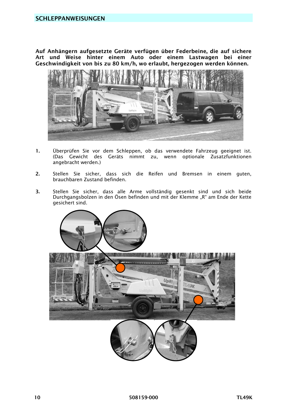 Schleppanweisungen | Snorkel TL49K-sn8500+ User Manual | Page 50 / 184