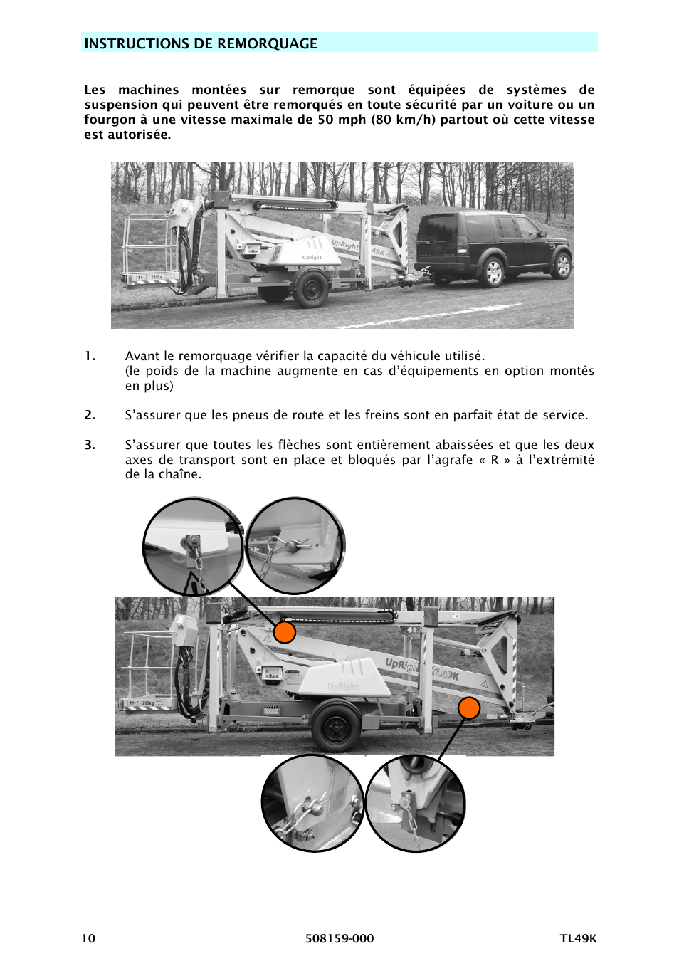 Instructions de remorquage | Snorkel TL49K-sn8500+ User Manual | Page 86 / 184