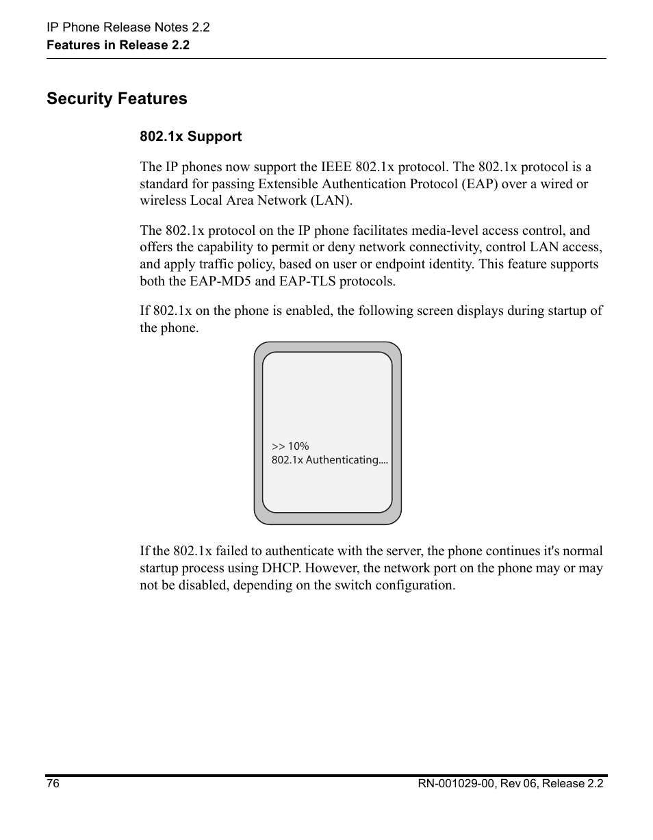 Security features, 1x support | Aastra Telecom REV 06 User Manual | Page 80 / 146