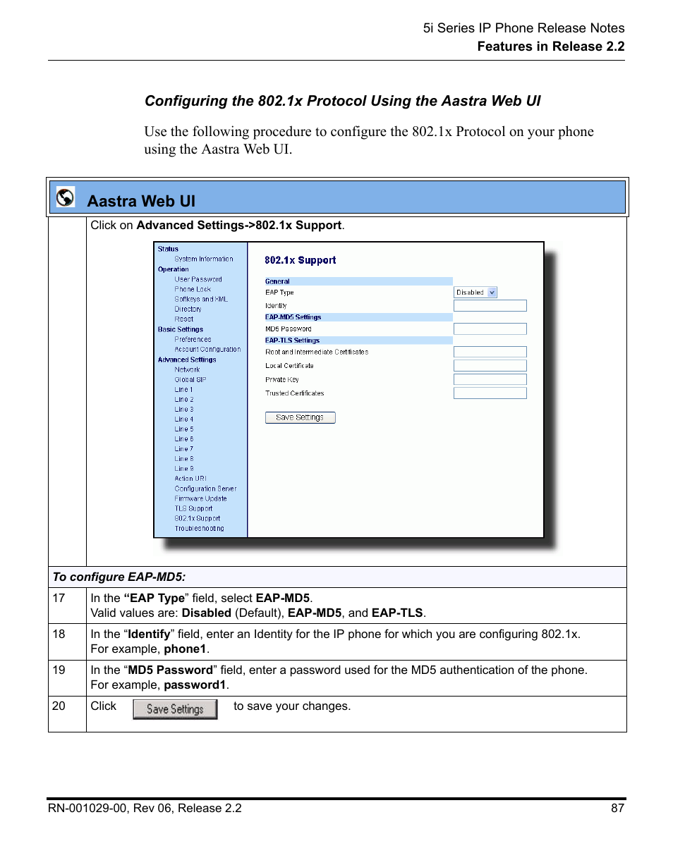 Aastra web ui | Aastra Telecom REV 06 User Manual | Page 91 / 146