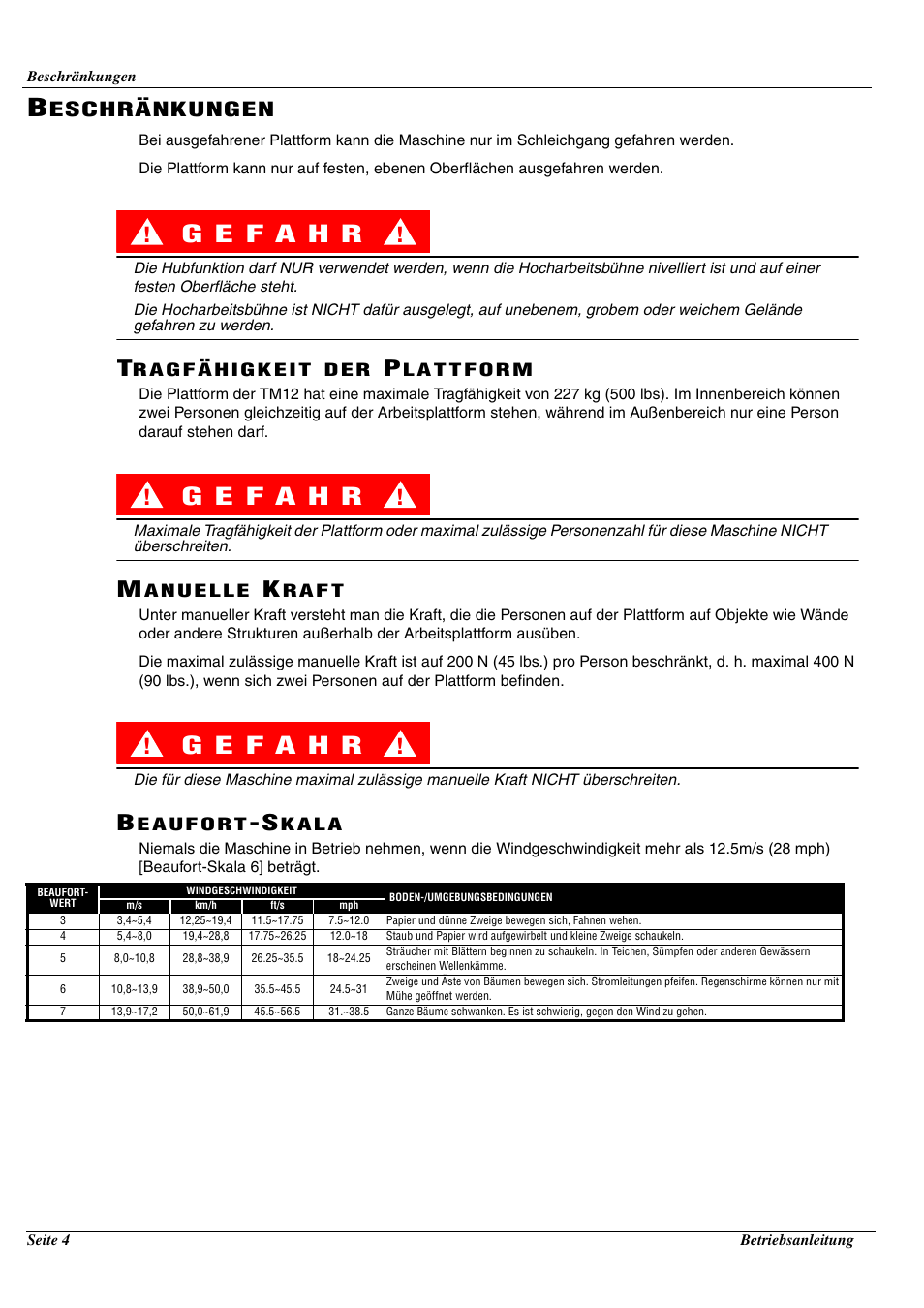 Eschränkungen | Snorkel TM12-sn50211+ User Manual | Page 24 / 84