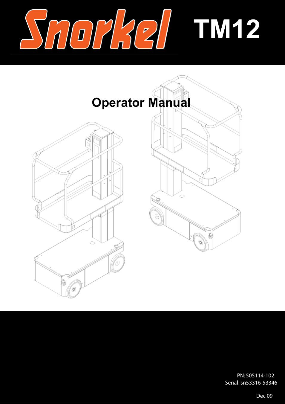 Snorkel TM12-sn53316-53346 User Manual | 20 pages
