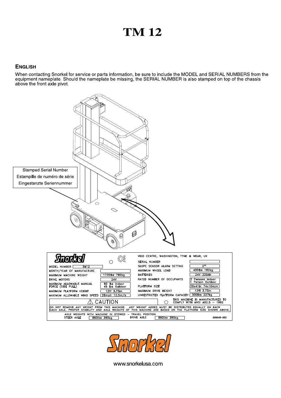 Snorkel TM12-sn53316-53346 User Manual | Page 3 / 20