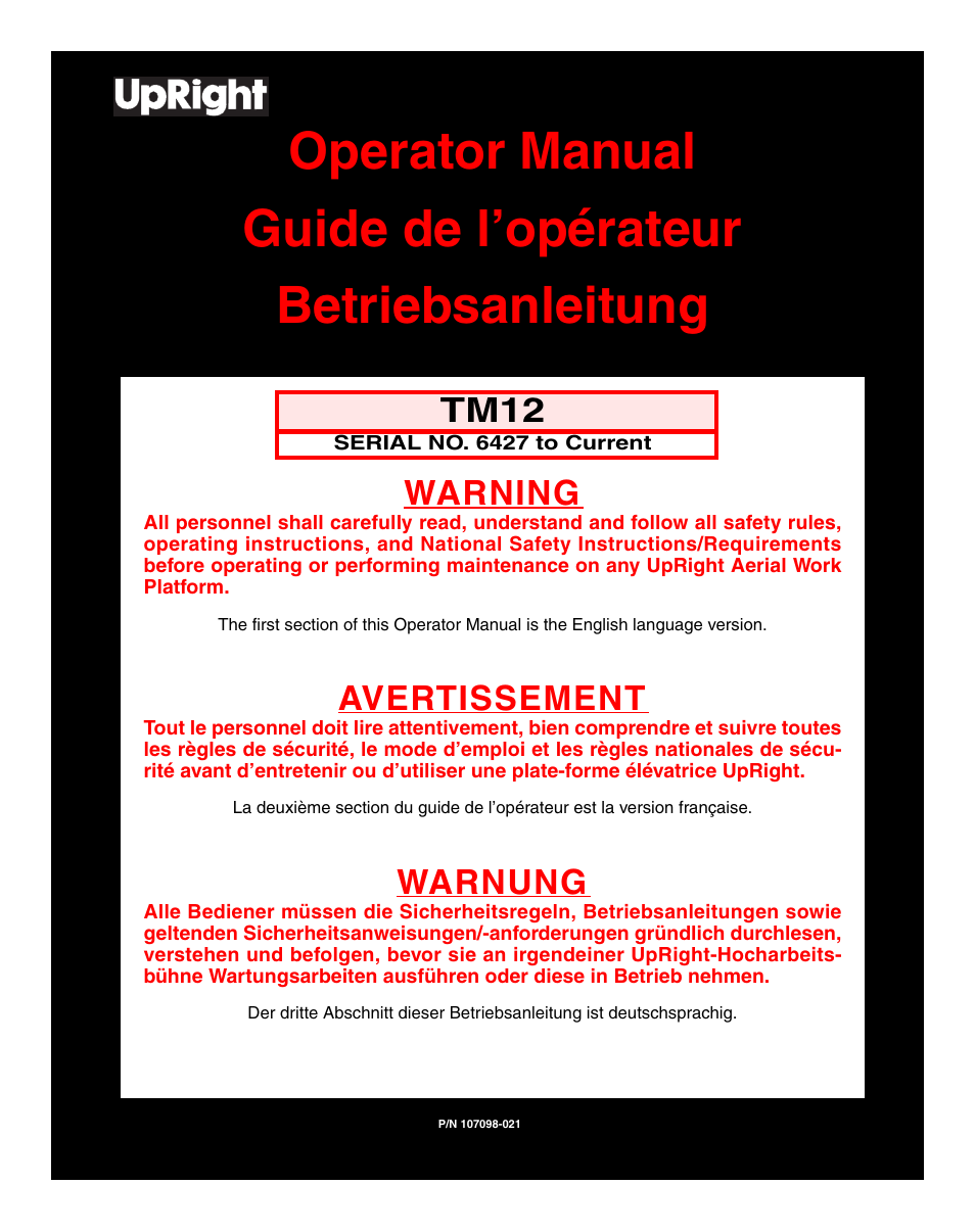 Snorkel TM12-sn6427-6918 User Manual | 52 pages