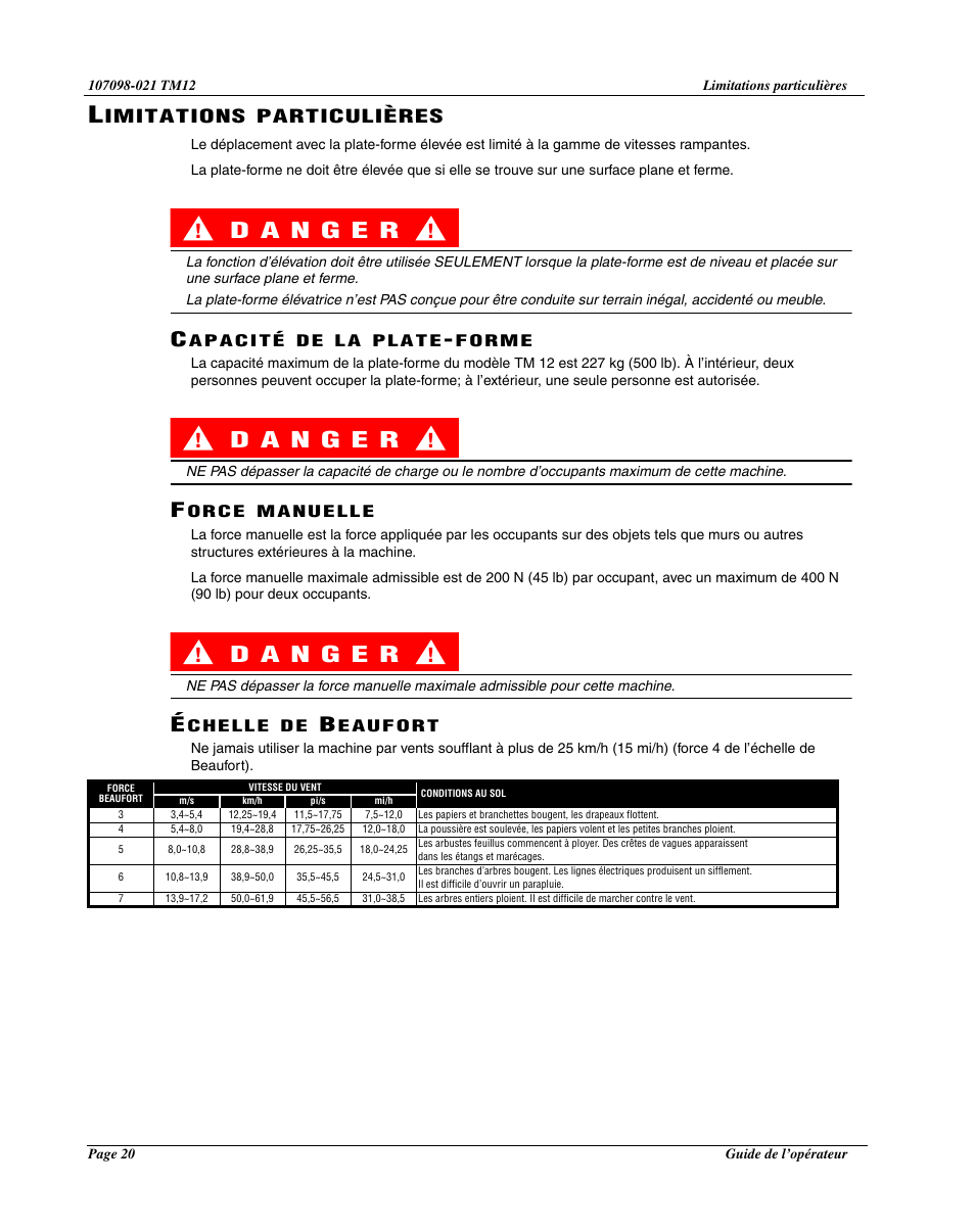 Imitations, Particulières | Snorkel TM12-sn6427-6918 User Manual | Page 22 / 52