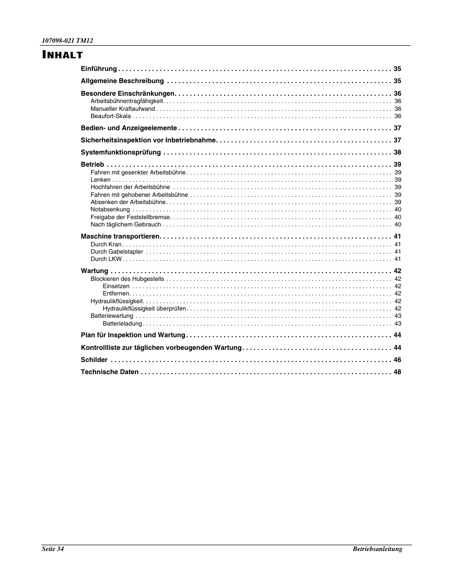 Nhalt | Snorkel TM12-sn6427-6918 User Manual | Page 36 / 52