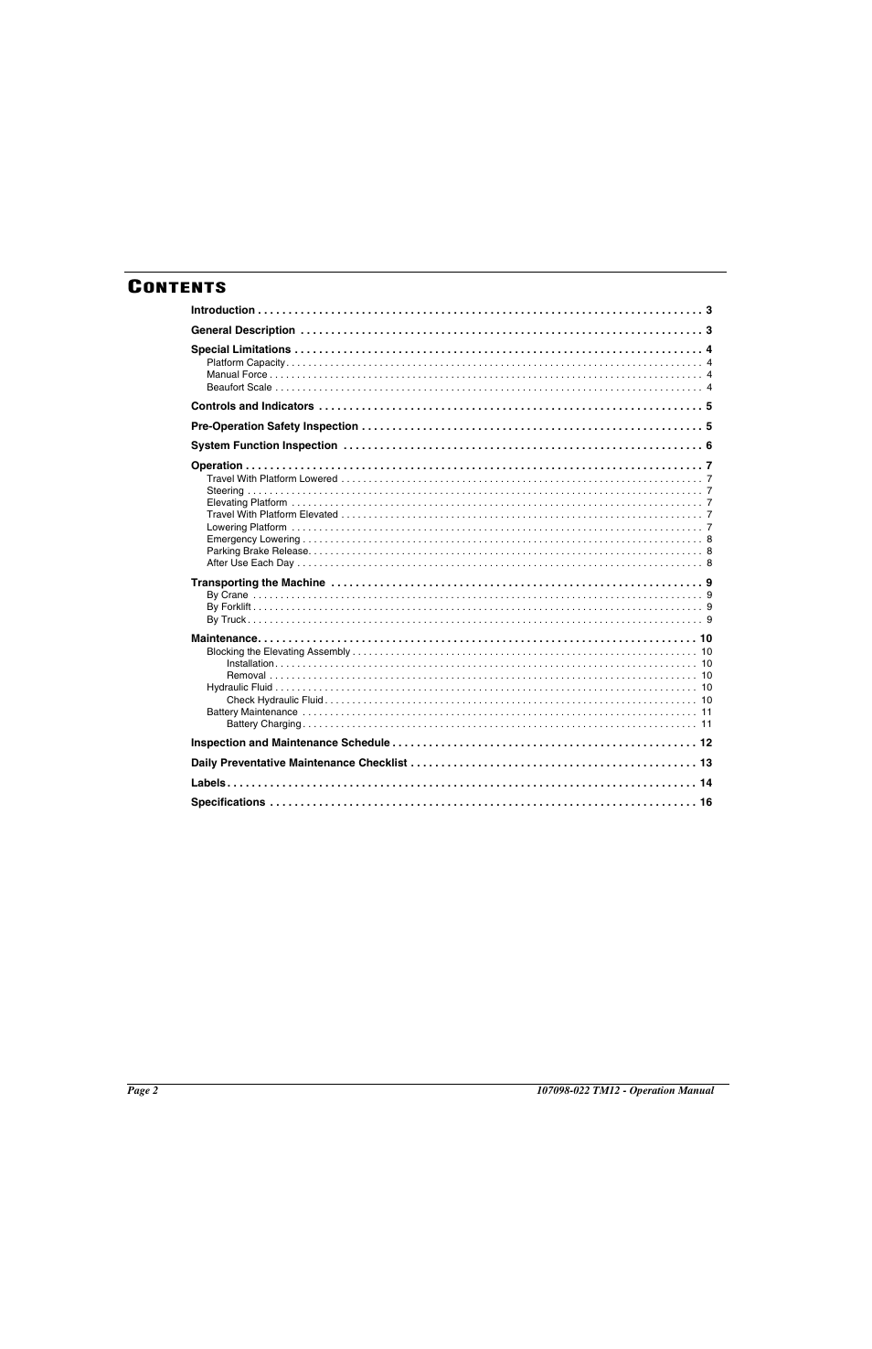 Ontents | Snorkel TM12-sn6919-29999 User Manual | Page 4 / 52