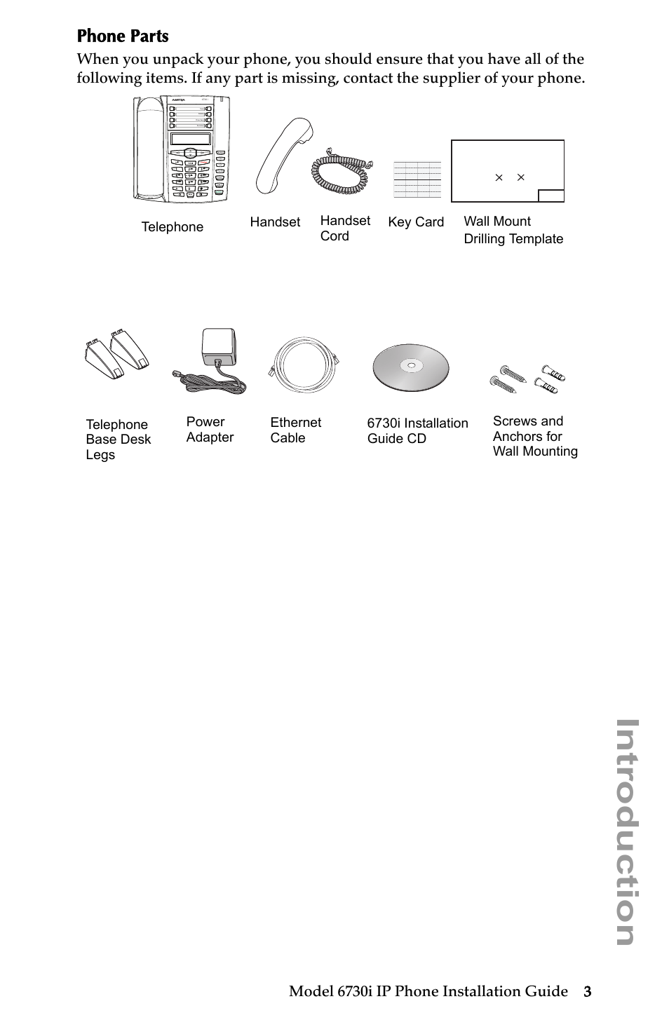 Phone parts, Introduction | Aastra Telecom 6730I User Manual | Page 9 / 40