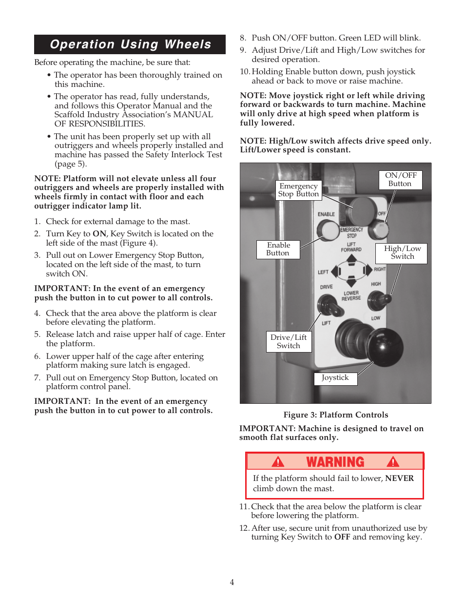 Operation using wheels | Snorkel U Drive 25-sn1125+ User Manual | Page 4 / 12