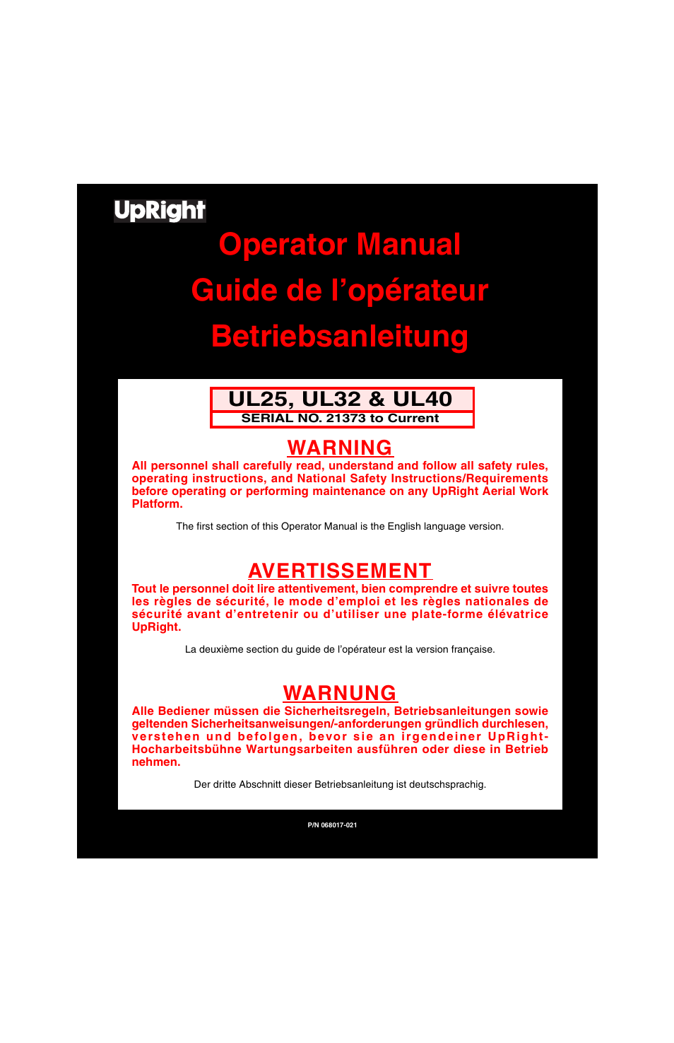 Snorkel ULII40-sn21373-21690 User Manual | 60 pages