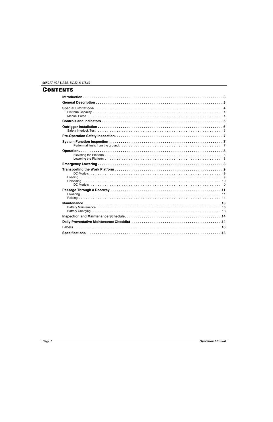 Ontents | Snorkel ULII40-sn21373-21690 User Manual | Page 4 / 60