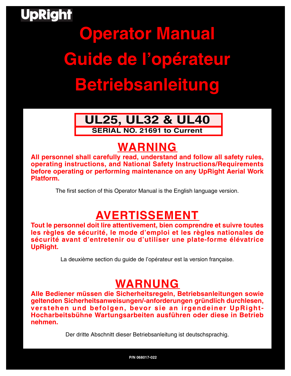 Snorkel ULII40-sn21691+ User Manual | 60 pages