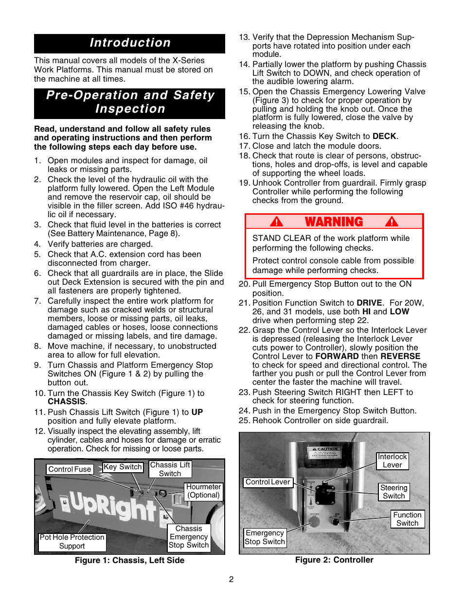 Introduction, Pre-operation and safety inspection | Snorkel X Series-sn13600-15019 User Manual | Page 2 / 12