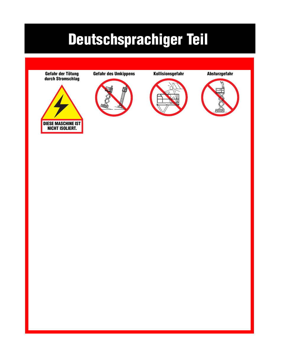 Deutschsprachiger teil, Sicherheitsregeln | Snorkel X Series-sn15020-17279 User Manual | Page 36 / 80