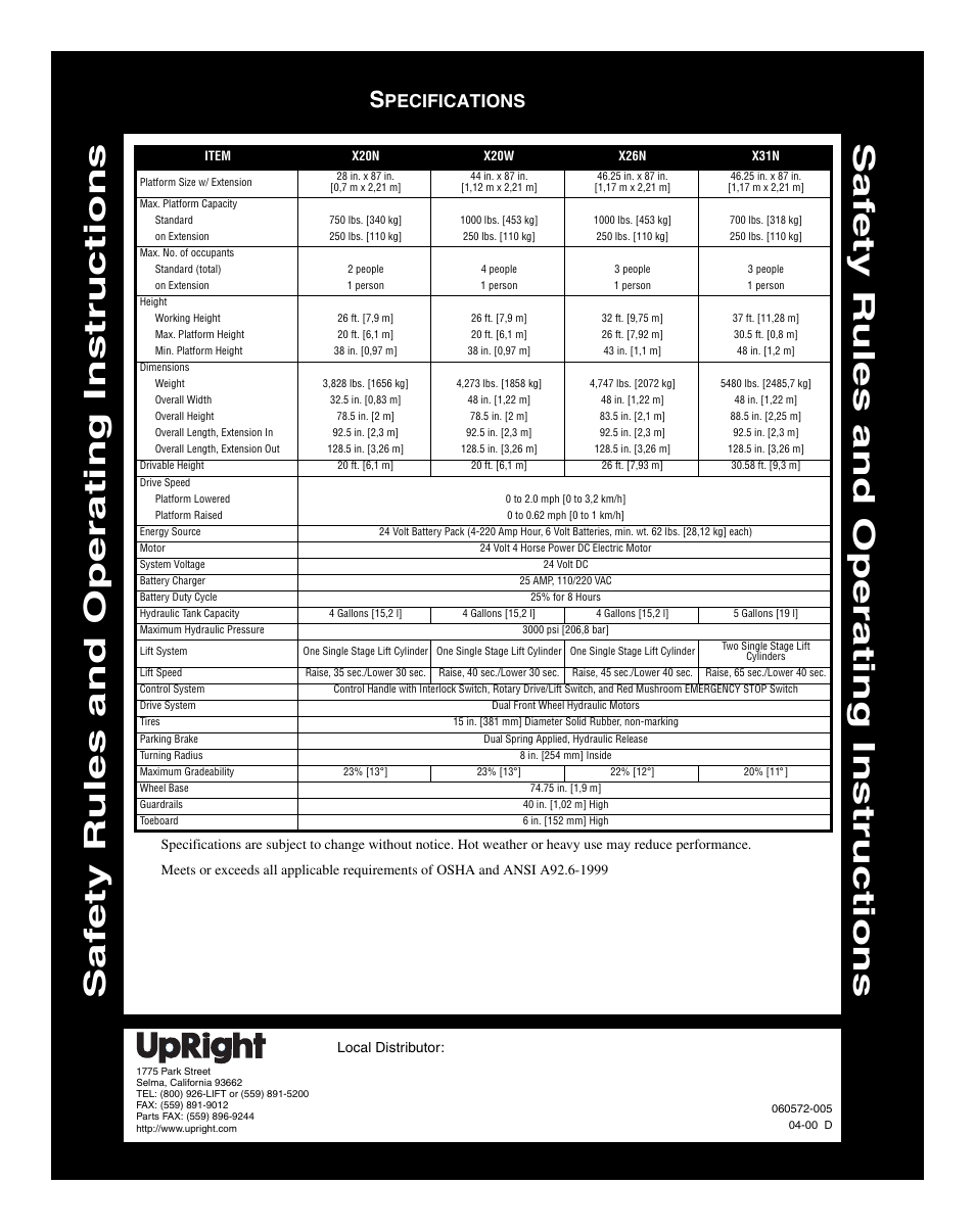 Pecifications | Snorkel X Series-sn15020-19999 User Manual | Page 16 / 16