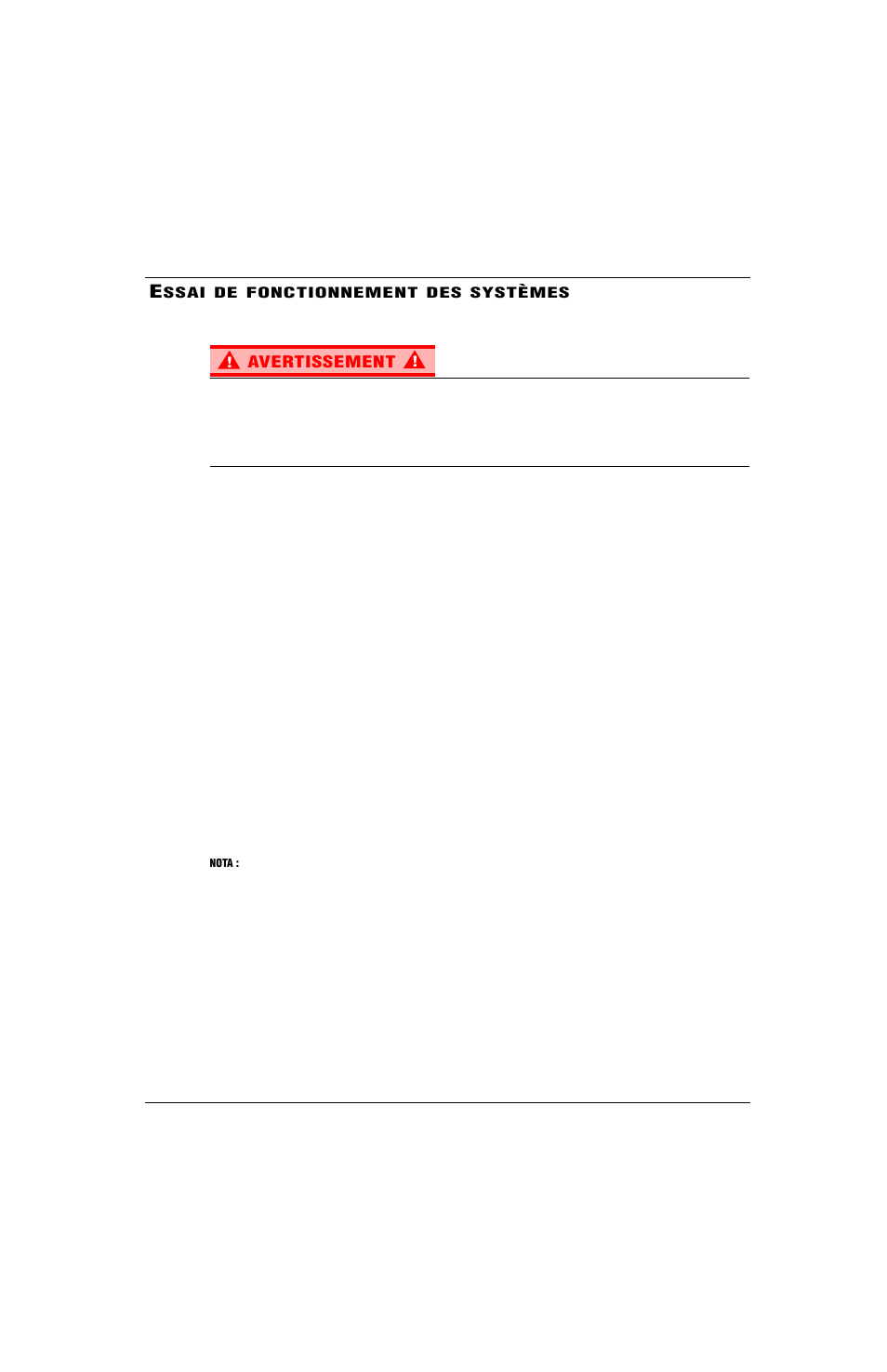 Avertissement, Ssai de fonctionnement des systèmes | Snorkel X Series-sn17280-17572 User Manual | Page 29 / 64