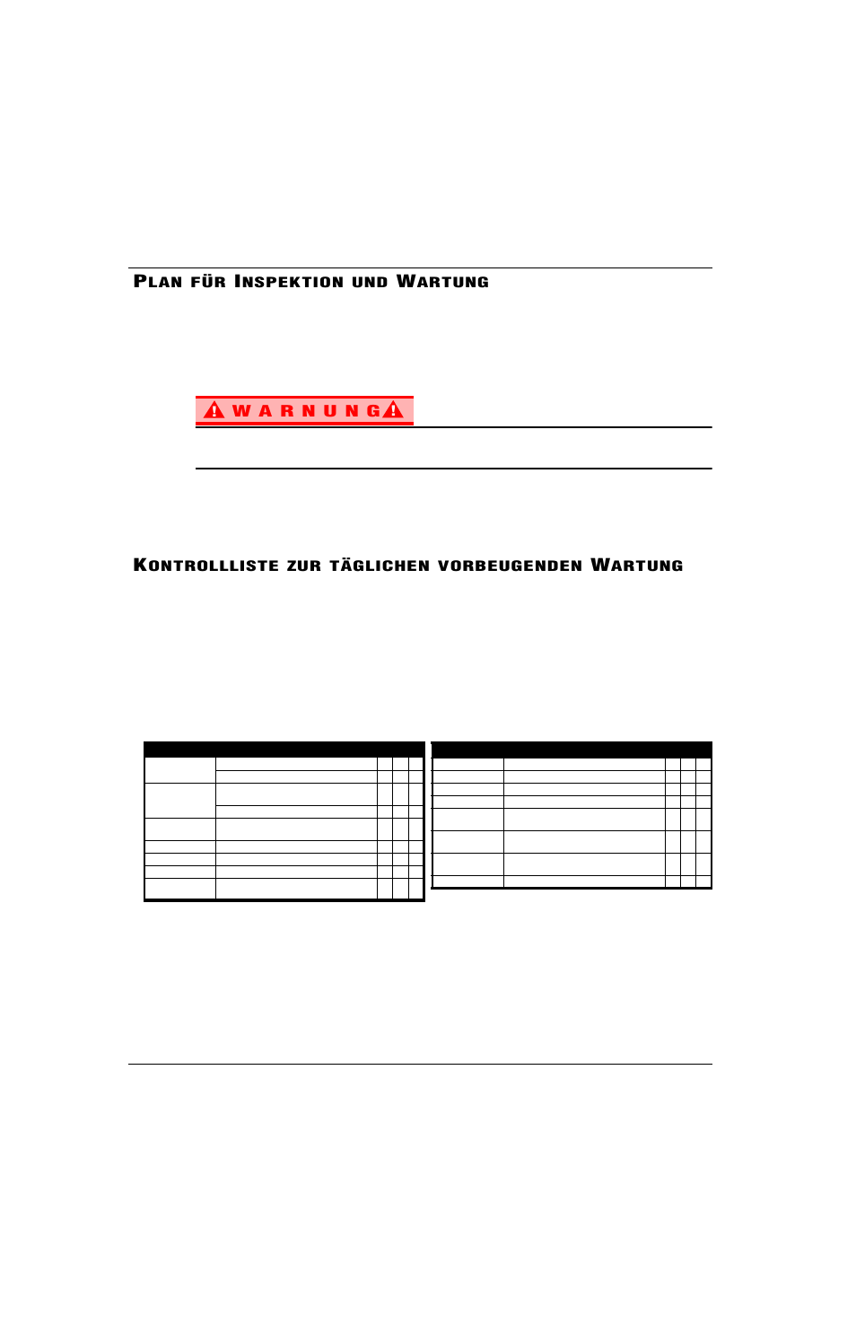 Lan für, Nspektion und, Artung | Ontrollliste zur täglichen vorbeugenden | Snorkel X Series-sn17280-17572 User Manual | Page 58 / 64