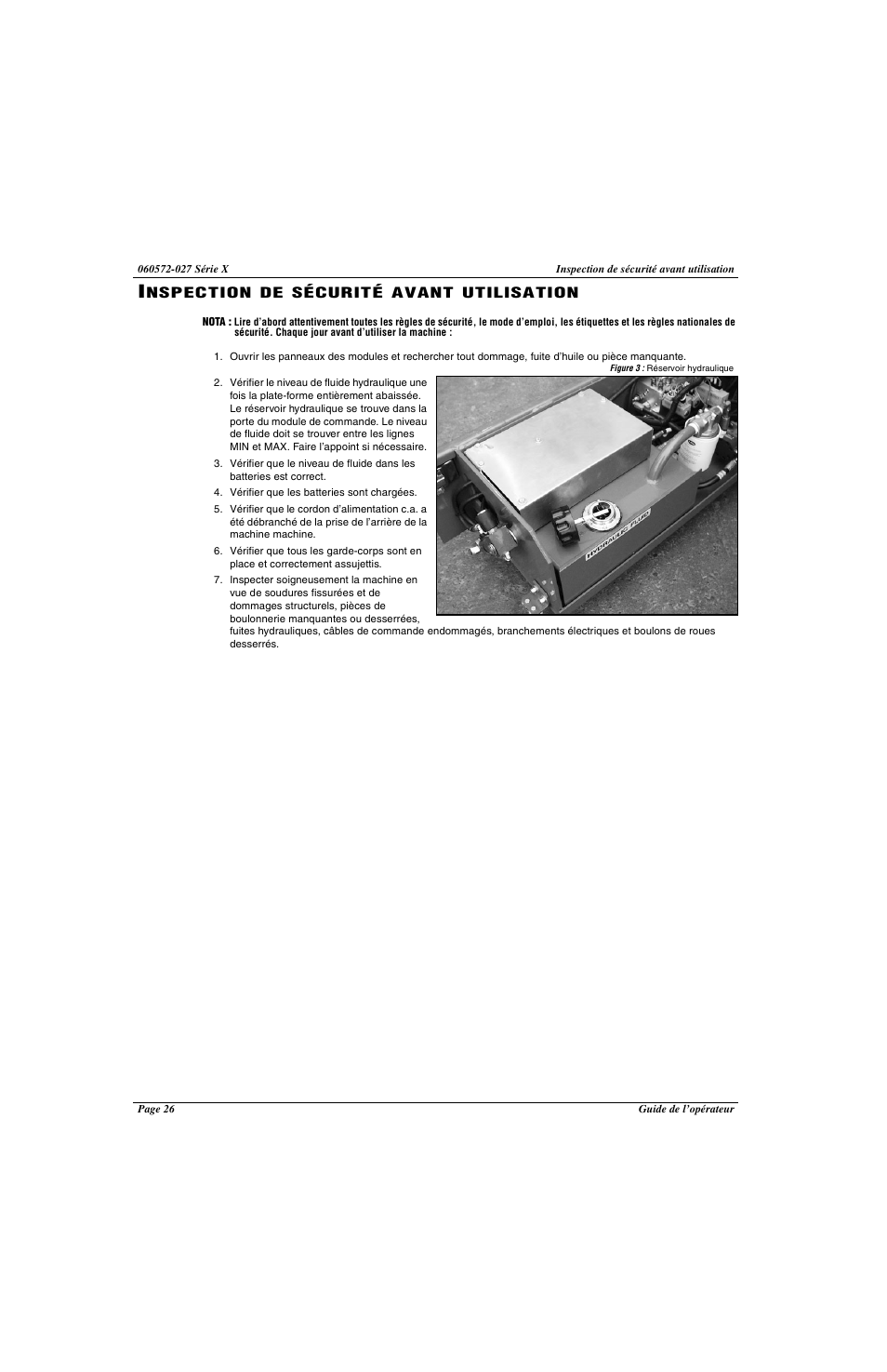 Nspection de sécurité avant utilisation | Snorkel X Series-sn17573-19999 User Manual | Page 28 / 64