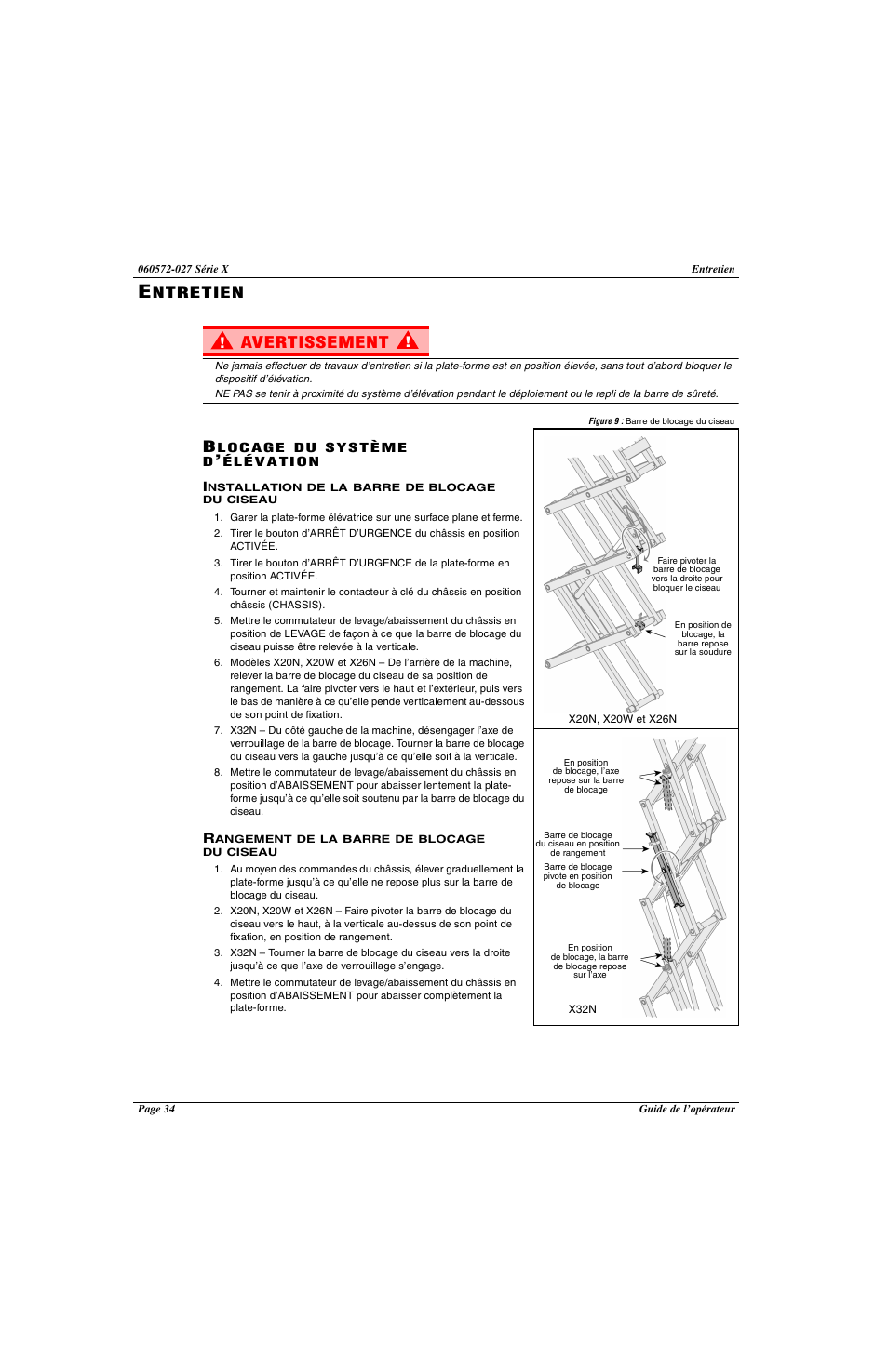 Avertissement, Ntretien | Snorkel X Series-sn17573-19999 User Manual | Page 36 / 64