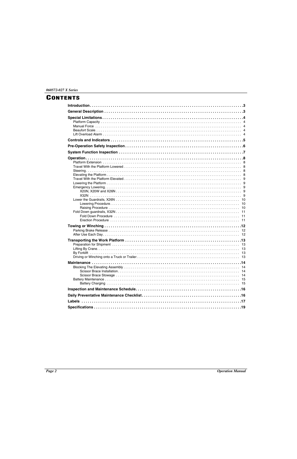 Ontents | Snorkel X Series-sn17573-19999 User Manual | Page 4 / 64