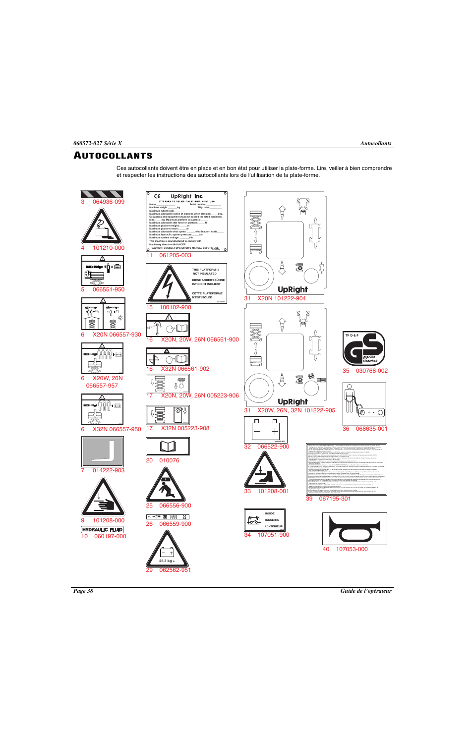 Utocollants | Snorkel X Series-sn17573-19999 User Manual | Page 40 / 64