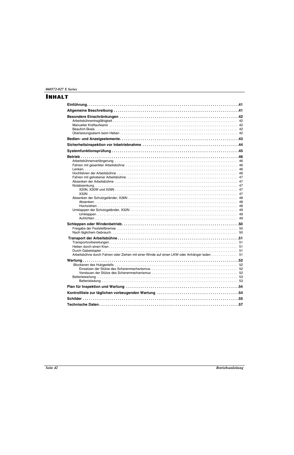 Nhalt | Snorkel X Series-sn17573-19999 User Manual | Page 44 / 64