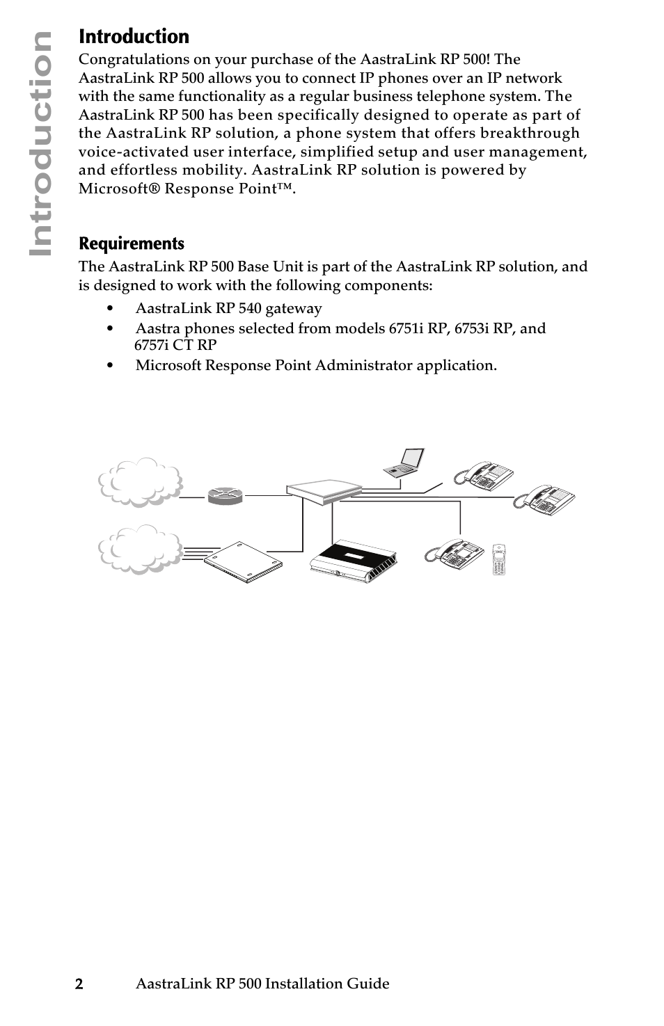 Introduction, Requirements, 2aastralink rp 500 installation guide | Aastra Telecom AastraLink RP 500 User Manual | Page 8 / 16