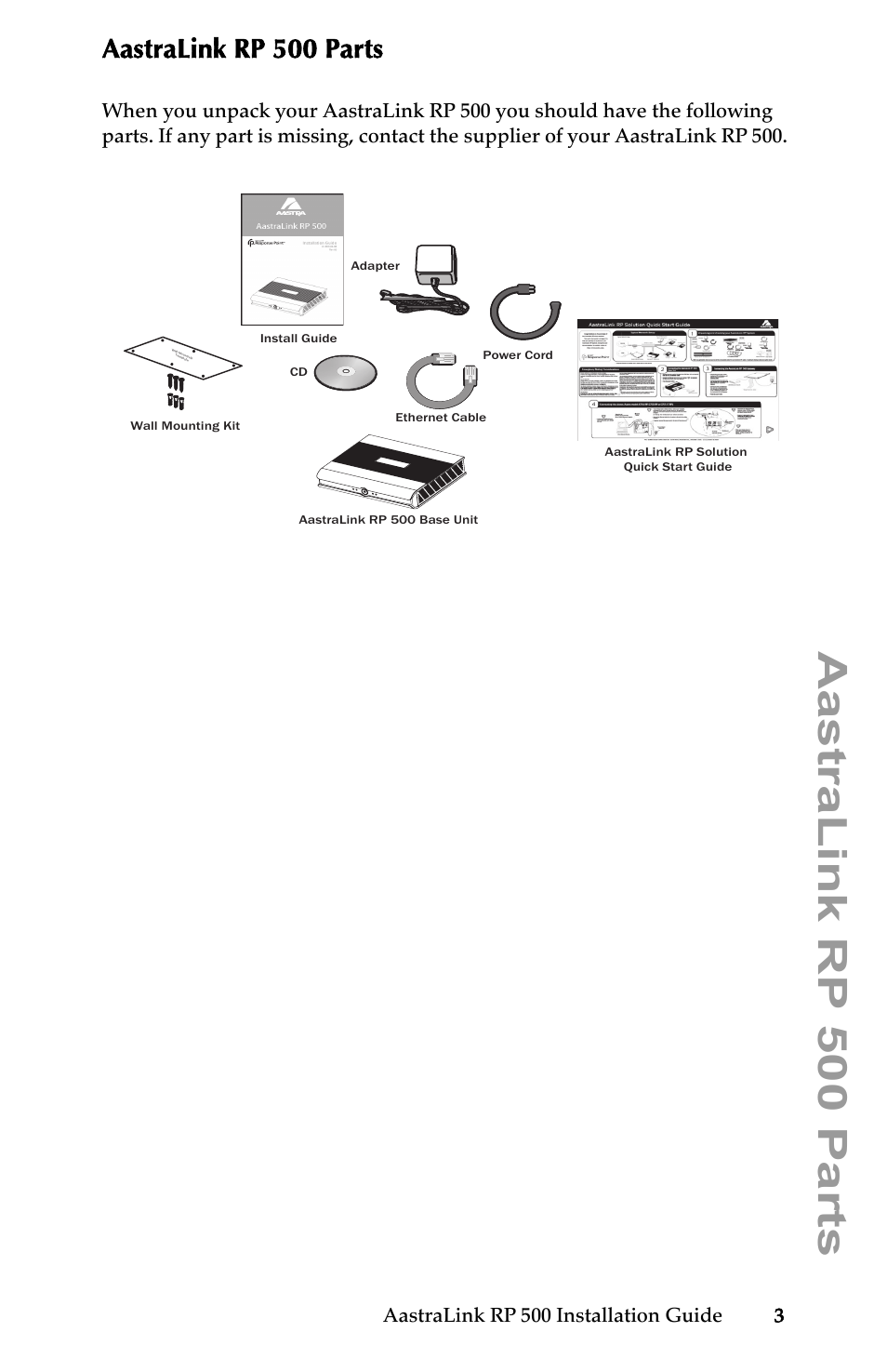 Aastralink rp 500 parts, Aastralink rp 500 installation guide 3 | Aastra Telecom AastraLink RP 500 User Manual | Page 9 / 16